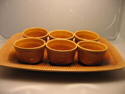 Méz színű 6 db Sarreguemines muffin szuflé  sütő tálcával