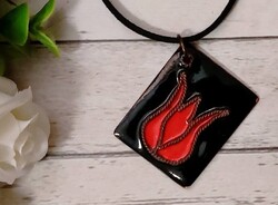Tűzpiros tulipán tűzzománc medál