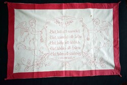 Néprajzi hímzett kézimunka Házi áldás mintás szöveges falvédő dekoráció 82 x 56 cm