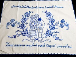 Régi kézzel hímzett konyhai falvédő, fali kép 74 x 55 cm