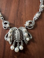 Vintage magyar FÖE ezüst igazgyöngy nyakék