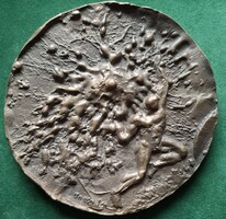 Borsos Miklós: Prometheus, bronz plakett, dombormű (1970) - KFKI emlékérem