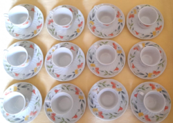 Kávés készlet 12 darabos csésze tányér kinai H9 páva retro porcelán