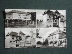 Képeslap,Villány,mozaik,tanácsháza,általános iskola,borgazdaság látkép,részlet, 1965-