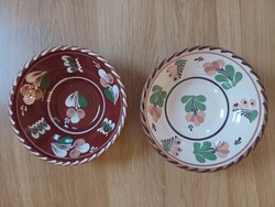 Mázas népi kerámia falitálak-  sárospataki 2 db retro