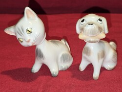 Aquincumi bologató kutyus cicus porcelán figurák