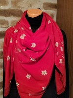 Luxury Swiss Mulberry Silk Scarf with Edelweiss Pattern