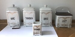5 db konyhai porcelán tárolóedény a 20. sz. első feléből