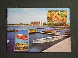 Képeslap,Velence,Velencei tó,kikötő,kemping,strand,szálló,üdülő látkép,részlet, 1972-