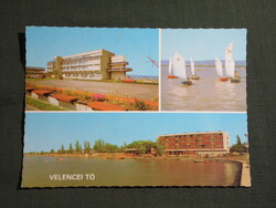 Képeslap,Velence,Velencei tó,kikötő,strand,hotel,szálló,vitorlás hajó látkép,részlet, 1985-