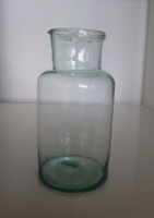 Antik ~150-200 éves hibátlan halványzöld fújt hutaüveg 13 cm