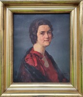 Albert Janesch (1889-1973) Osztrák festő portré festménye Eredeti Garanciával!