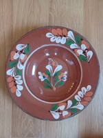 Mázas népi kerámia falitányér- sárospataki retro