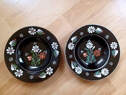 Mázas népi kerámia falitányerok- sárospataki 2 db. Retro