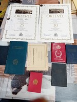 Rákosi kiváló dolgozó+ egyéb papírok, oklevelek