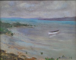 Zempléni Mitrovics Viktor (1894-1930) Balatonfüredi Táj c. festménye Eredeti Garanciával!