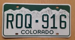 USA amerikai rendszám rendszámtábla R0Q-916 Colorado