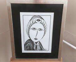 Szignózott David Beeri kép   45x55 cm kerettel