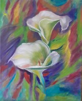 Antyipina Galina: Calla liliomok, olajfestmény, vászon, 50x40cm