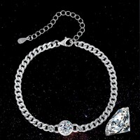 Moissanite 1 Karátos Gyémánt Karkötő 18K Fehér Arany 925 Tiszta Ezüst Új!