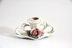 ENS porcelán gyertyatartó rózsával 12x6cm