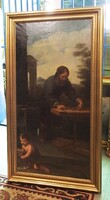 Itáliai festő, 18.sz.: 1700-as évek: Szent József olaj, vászon, 147 x 71 cm. Jelzetlen.