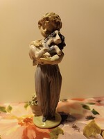 Fiú spániellel - Minőségi, Spanyol Lladro porcelán - 21 cm