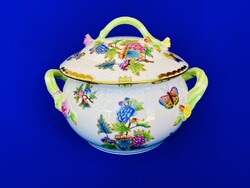 Herendi porcelán Viktória mintás 12 személyes leveses tál