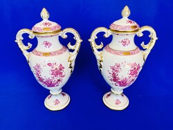 Herendi porcelán Indiai kosaras fedeles váza pár  6690/P