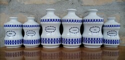Retro Alföldi Porcelán fűszertartó kék tulipán dekorral