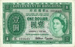 10 dollár 1957 Hong Kong Erzsébet királynő