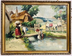1939.-ben készült nagyméretű festmény,,Sutor F.. jelzéssel (60x80cm)