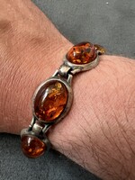 Vintage ezüst borostyán karkötő