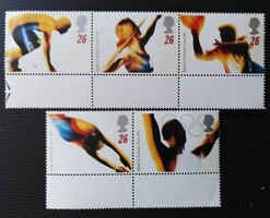 Ang1642-6(c)sz / Anglia 1996 Olimpia bélyegsor postatiszta 2 kettősfogazásos ívszéli csíkban