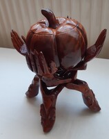 Kézzel faragott kínáló tálka állvánnyal