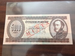 1990. 5000Ft MINTA bankjegy “H” UNC, Ritka, hajtatlan