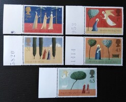 Ang1662-6sz / Anglia 1996 Karácsony bélyegsor postatiszta ívszéli nyomdai jelzésekkel