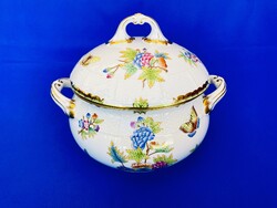 Herendi porcelán Viktória mintás 6 személyes leveses tál