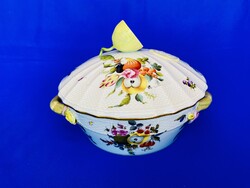Herendi porcelán Gyümölcs mintás 6 személyes leveses tál