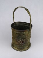 1V341 Antik nagyméretű réz kaspó virágtartó 30 x 16 cm
