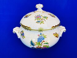 Herendi porcelán Viktória mintás 6 személyes leveses tál
