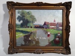JUSZKÓ PIROSKA /1907-1999/ - LÁNYOK A FOLYÓPARTON