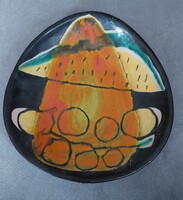 Györgyey Zsuzsa  Retró gyümölcsös kerámia fali tál,falidísz, tányér, átmérő 19,5 cm