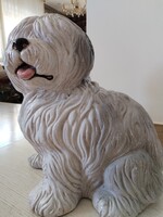 Mázas,terrakotta kutyus  -  olasz kerámia,, bozontosan