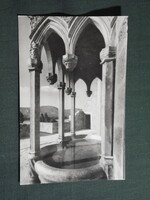 Képeslap,Visegrád,Mátyás király palota,oroszlános kút látkép,részlet, 1968-