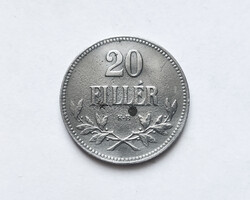 Verdehibás! 20 Fillér 1916 KB. (Félrevert perem)