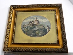 Régi blondel keretes gobelin falikép
