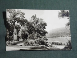 Képeslap,Visegrád,Mátyás király szobor,Duna part látkép,részlet, 1965-