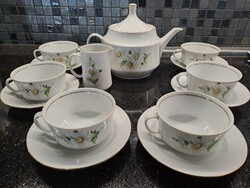 Retro Alföldi porcelán teáskészlet margarétás dekorral