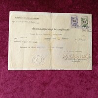 "ÁLLAMPOLGÁRSÁGI BIZONYÍTVÁNY" /Bp. 1951. április 12.  Képek alapján